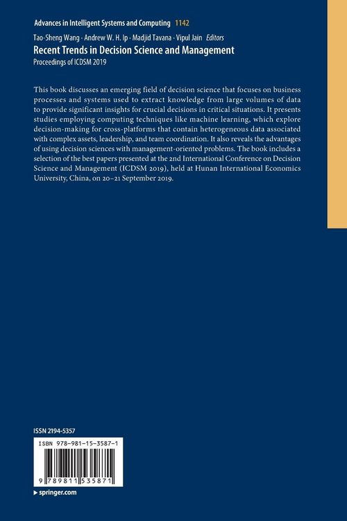 Produktbild: Recent Trends in Decision Science and Management