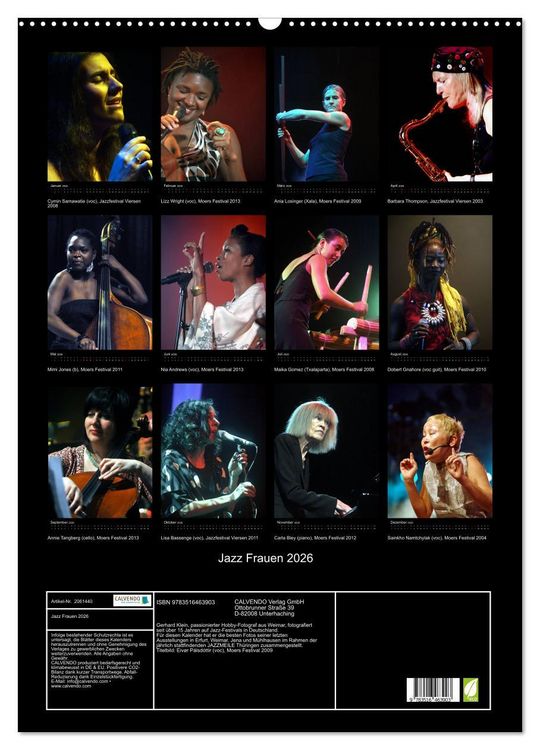 Produktbild: Jazz Frauen 2026 (Wandkalender 2026 DIN A2 hoch), CALVENDO Monatskalender