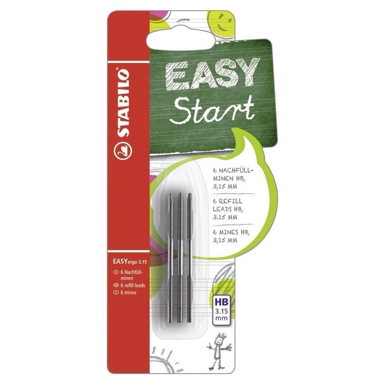 Produktbild: STABILO Minen zum Nachf&uuml;llen -   EASYergo 3.15 Nachf&uuml;llminen - 6er Pack - H&auml;rtegrad HB