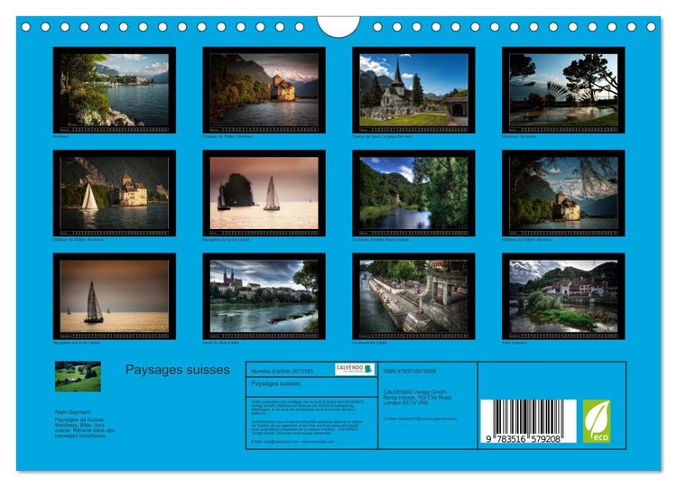 Produktbild: Paysages suisses (Calendrier mural 2026 DIN A4 vertical), CALVENDO calendrier mensuel