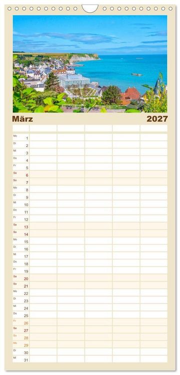 Produktbild: Familienplaner 2027 - Normandie - Frankreichs wundersch&ouml;ner Norden mit 5 Spalten (Wandkalender, 21 x 45 cm) CALVENDO