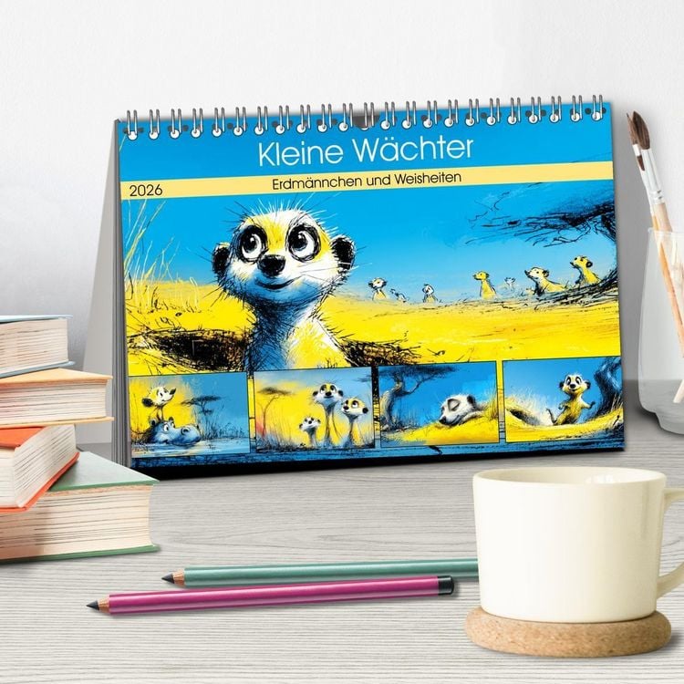 Produktbild: Kleine W&auml;chter. Erdm&auml;nnchen und Weisheiten (Tischkalender 2026 DIN A5 quer), CALVENDO Monatskalender