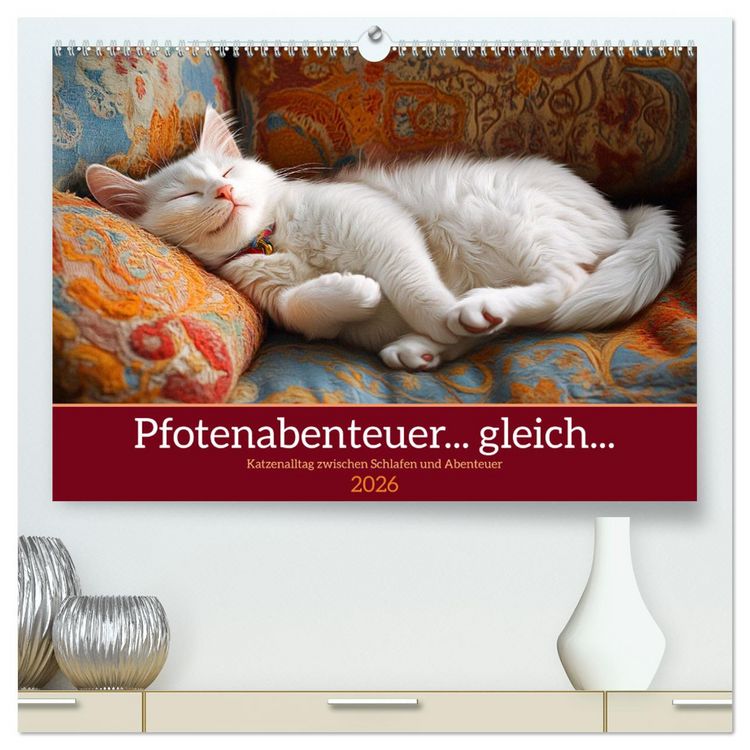 Produktbild: Pfotenabenteuer gleich (hochwertiger Premium Wandkalender 2026 DIN A2 quer), Kunstdruck in Hochglanz