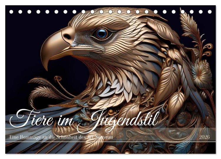 Produktbild: Tiere im Jugendstil - Eine Hommage an die Sch&ouml;nheit des Art Nouveau (Tischkalender 2026 DIN A5 quer), CALVENDO Monatskalender