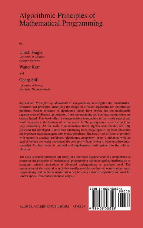 Produktbild: Algorithmic Principles of Mathematical Programming