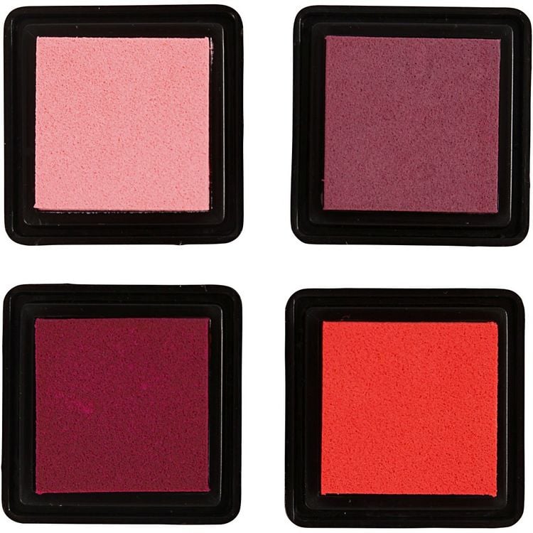 Produktbild: Creativ Company Stempelkissen, H 2 cm, Gr&ouml;&szlig;e 3,5x3,5 cm, Pfirsich, Pink, Hellrosa, Dunkelrosa, 4 Stk