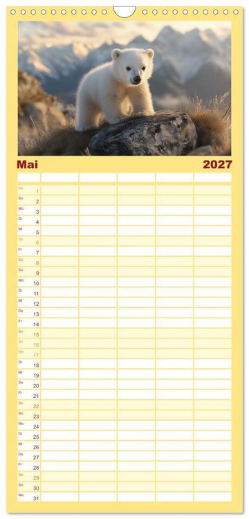 Produktbild: Familienplaner 2027 - Kleiner Eisb&auml;r und die gro&szlig;e Welt mit 5 Spalten (Wandkalender, 21 x 45 cm) CALVENDO