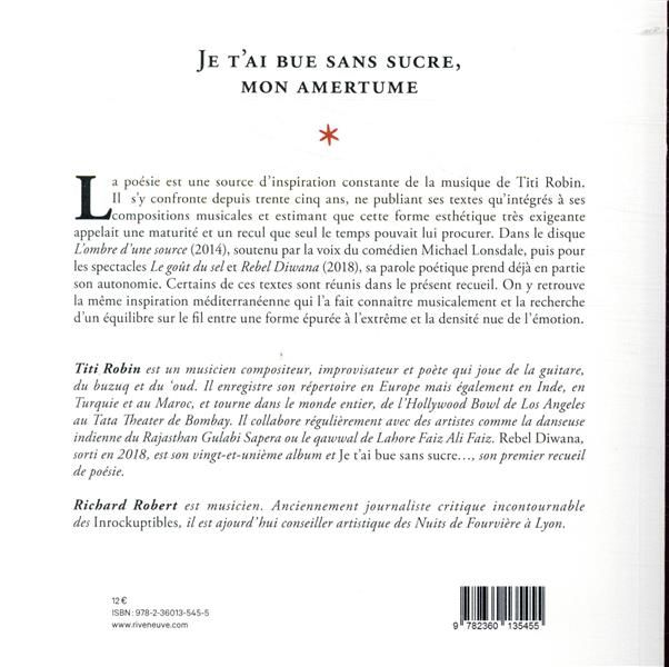 Produktbild: Je t'ai bue sans sucre, mon amertume