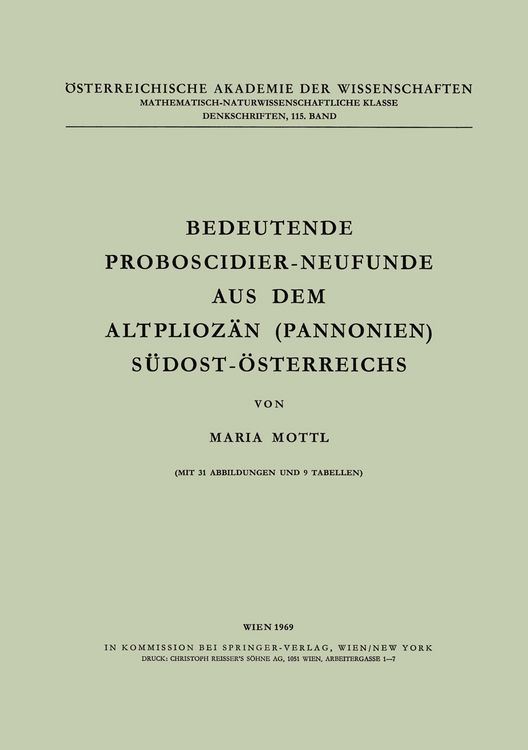 Produktbild: Bedeutende Proboscidier-Neufunde aus dem Altplioz&auml;n (Pannonien) S&uuml;dost-&Ouml;sterreichs