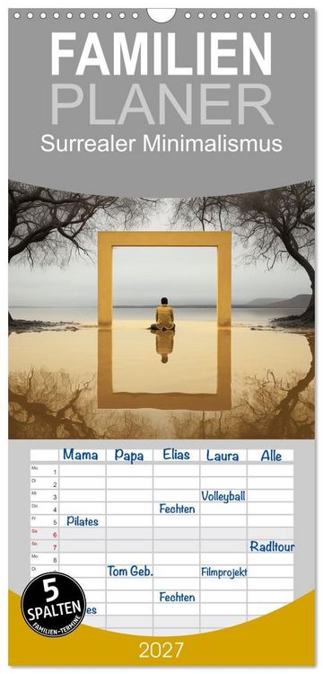 Produktbild: Familienplaner 2027 - Surrealer Minimalismus mit 5 Spalten (Wandkalender, 21 x 45 cm) CALVENDO