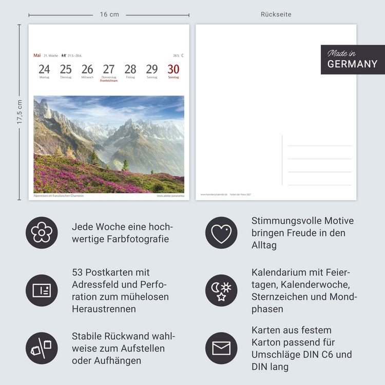 Produktbild: Farben der Natur Postkartenkalender 2027 - Wochenkalender mit 53 Postkarten