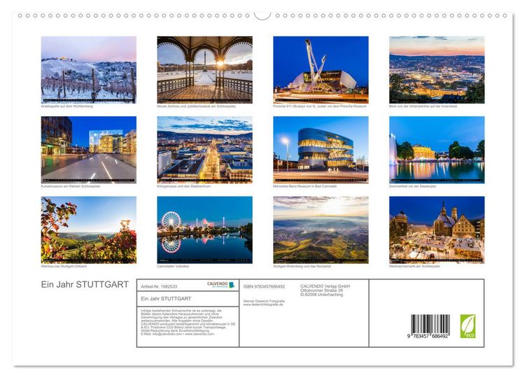 Produktbild: Ein Jahr STUTTGART (hochwertiger Premium Wandkalender 2026 DIN A2 quer), Kunstdruck in Hochglanz