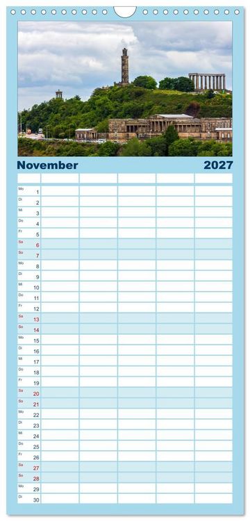 Produktbild: Familienplaner 2027 - Faszination Edinburgh mit 5 Spalten (Wandkalender, 21 x 45 cm) CALVENDO