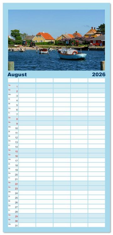 Produktbild: Familienplaner 2026 - Sams&ouml; die d&auml;nische Trauminsel im Kattegat mit 5 Spalten (Wandkalender, 21 x 45 cm) CALVENDO