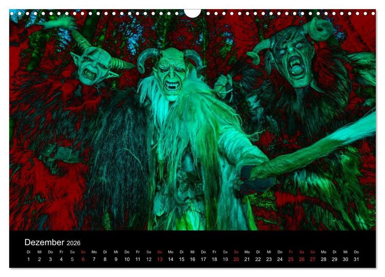 Produktbild: Perchten und Krampusse im Voralpenland (Wandkalender 2026 DIN A3 quer), CALVENDO Monatskalender