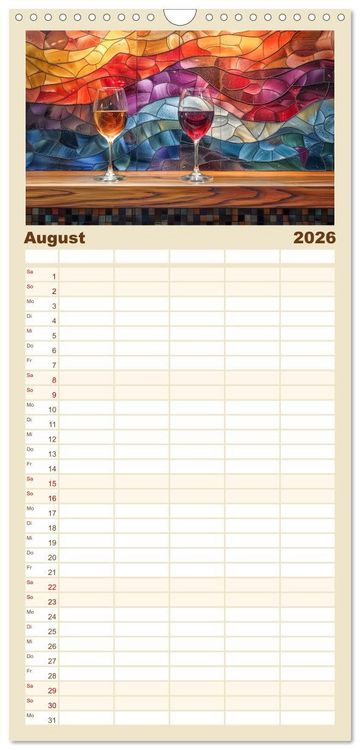 Produktbild: Familienplaner 2026 - Der Weingenie&szlig;er mit 5 Spalten (Wandkalender, 21 x 45 cm) CALVENDO