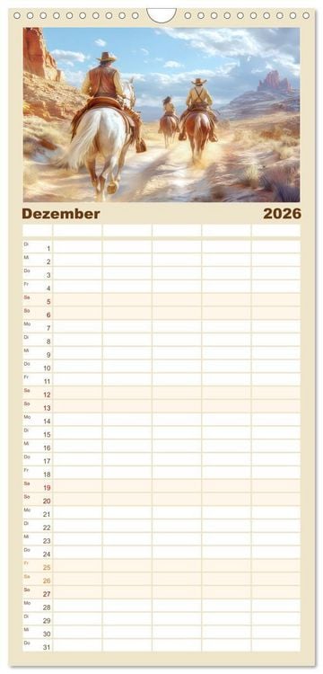 Produktbild: Familienplaner 2026 - Den Wilden Westen hautnah erfahren mit 5 Spalten (Wandkalender, 21 x 45 cm) CALVENDO