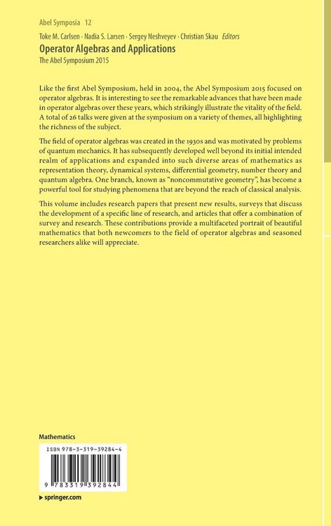 Produktbild: Operator Algebras and Applications