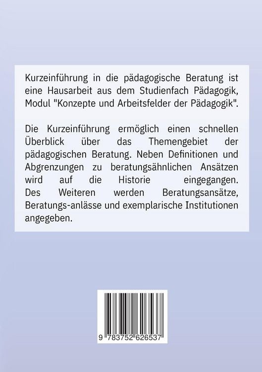 Produktbild: Kurzeinf&uuml;hrung in die p&auml;dagogische Beratung