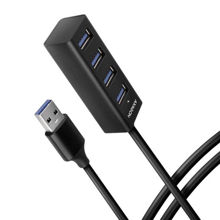 Produktbild: AXAGON HUE-M1AL USB-Hub 4 Port USB-A USB 3.2 Gen1 5 GBit/s Silber HUE-M1AL