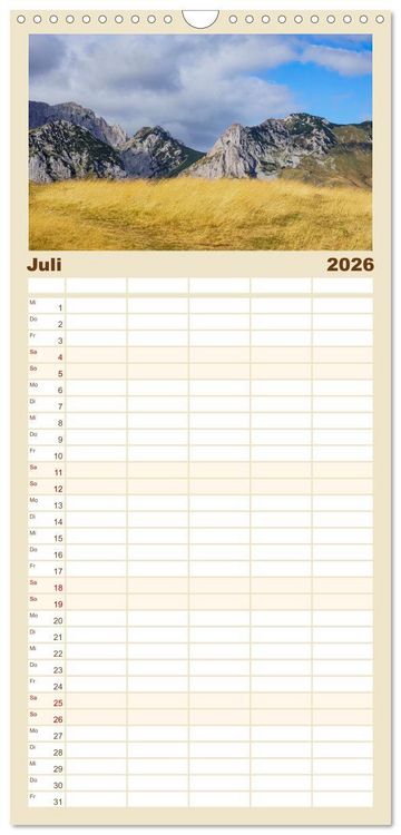 Produktbild: Familienplaner 2026 - Sutjeska-Nationalpark mit 5 Spalten (Wandkalender, 21 x 45 cm) CALVENDO