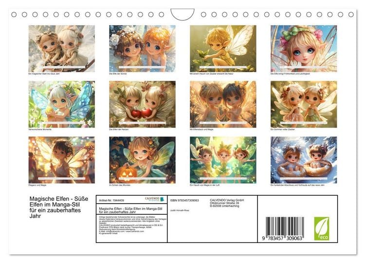 Produktbild: Magische Elfen - S&uuml;&szlig;e Elfen im Manga-Stil f&uuml;r ein zauberhaftes Jahr (Wandkalender 2026 DIN A4 quer), CALVENDO Monatskalender