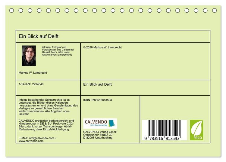 Produktbild: Ein Blick auf Delft (Tischkalender 2027 DIN A5 quer), CALVENDO Monatskalender