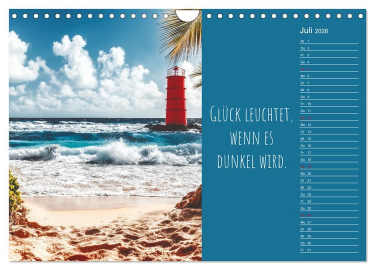 Produktbild: Eine Portion Gl&uuml;ck - Motivationskalender f&uuml;rs ganze Jahr (Wandkalender 2026 DIN A4 quer), CALVENDO Monatskalender