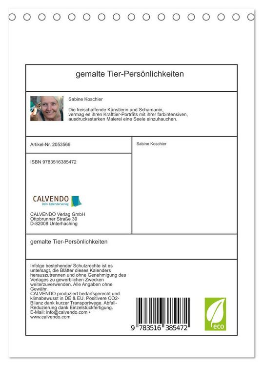 Produktbild: gemalte Tier-Pers&ouml;nlichkeiten (Tischkalender 2026 DIN A5 hoch), CALVENDO Monatskalender