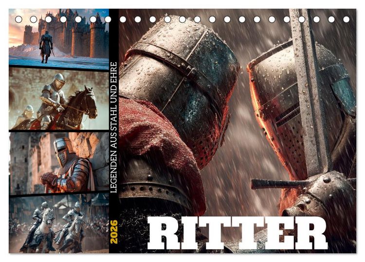 Produktbild: Ritter - Legenden aus Stahl und Ehre (Tischkalender 2026 DIN A5 quer), CALVENDO Monatskalender