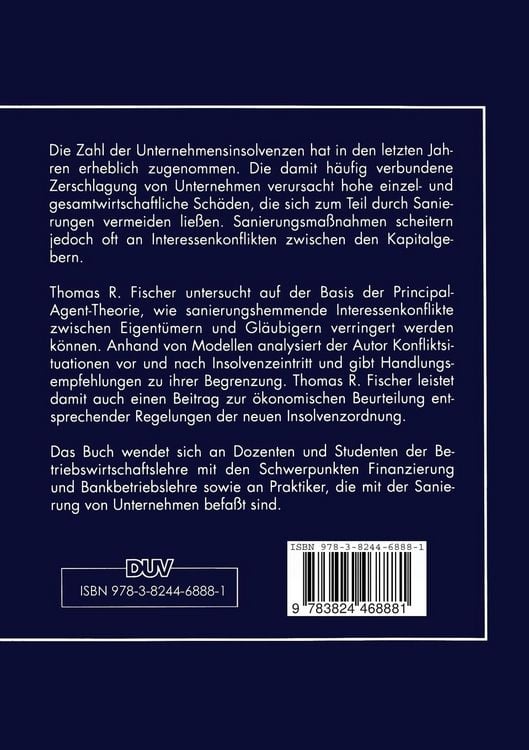 Produktbild: Agency-Probleme bei der Sanierung von Unternehmen