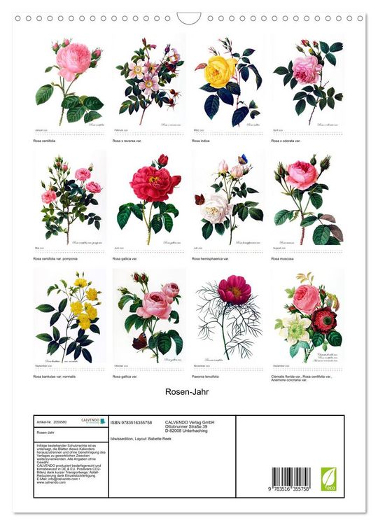 Produktbild: Rosen-Jahr (Wandkalender 2026 DIN A3 hoch), CALVENDO Monatskalender