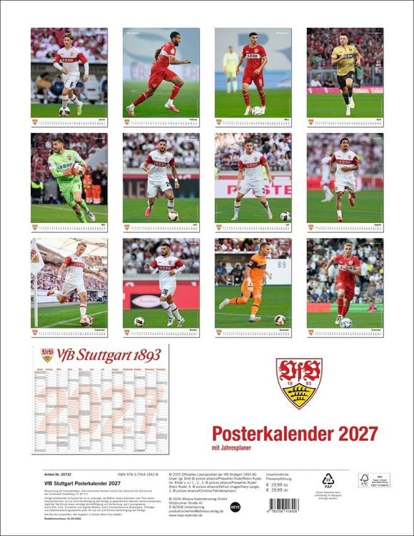 Produktbild: VfB Stuttgart Posterkalender 2027