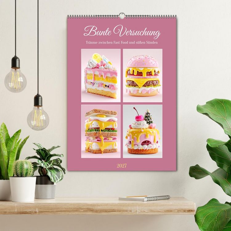 Produktbild: Bunte Versuchung. Tr&auml;ume zwischen Fast Food und s&uuml;&szlig;en S&uuml;nden (Wandkalender 2027 DIN A2 hoch), CALVENDO Monatskalender
