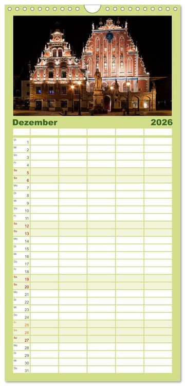 Produktbild: Familienplaner 2026 - Lettland - Streifz&uuml;ge durch das mittlere Baltikum mit 5 Spalten (Wandkalender, 21 x 45 cm) CALVENDO