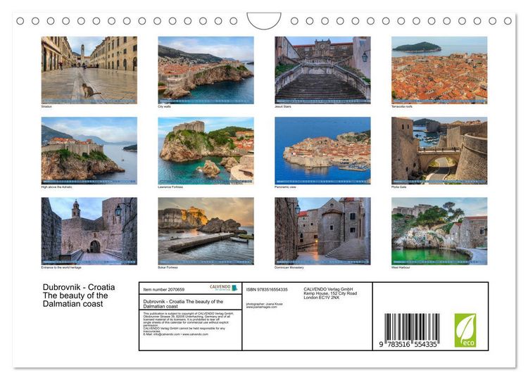 Produktbild: Dubrovnik - Croatia The beauty of the Dalmatian coast (Wall Calendar 2026 DIN A4 landscape), CALVENDO 12 Month Wall Calendar