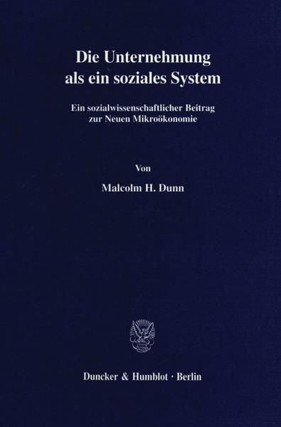 Produktbild: Die Unternehmung als ein soziales System.