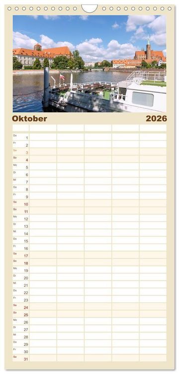 Produktbild: Familienplaner 2026 - Breslau. Polens architektonisches Juwel an der Oder mit 5 Spalten (Wandkalender, 21 x 45 cm) CALVENDO