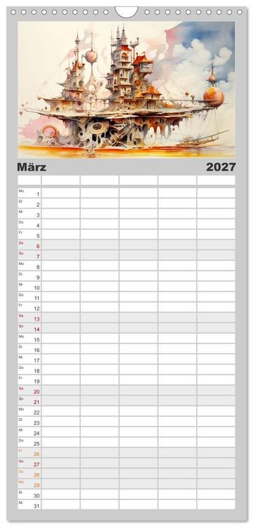 Produktbild: Familienplaner 2027 - Kuriose H&auml;user mit 5 Spalten (Wandkalender, 21 x 45 cm) CALVENDO