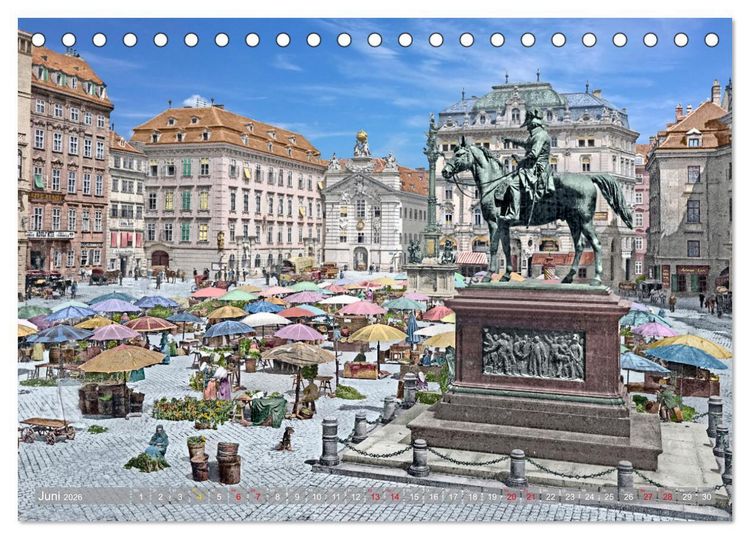 Produktbild: Wien um das Jahr 1900 - Fotos neu restauriert und koloriert (Tischkalender 2026 DIN A5 quer), CALVENDO Monatskalender