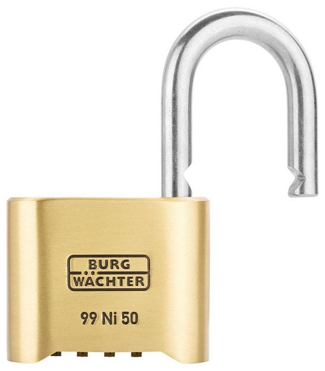 Produktbild: Burg W&auml;chter No. 99 Ni 50 SB Vorh&auml;ngeschloss Messing Zahlenschloss