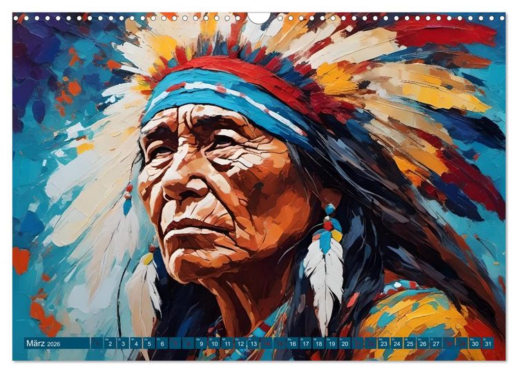 Produktbild: Portraits im Stil amerikanischer Ureinwohner (Wandkalender 2026 DIN A3 quer), CALVENDO Monatskalender