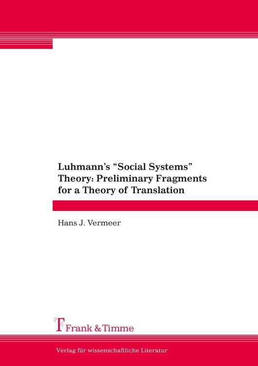 Produktbild: Luhmann's "Social Systems" Theory: Preliminary Fragments for a Theory of Translation