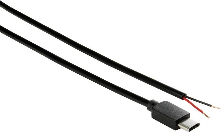Produktbild: TRU COMPONENTS Strom-Kabel Raspberry Pi&reg; [1x USB-C&reg; Stecker - 1x offene Kabelenden] 1.00 m Schwarz