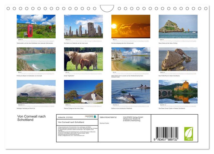 Produktbild: Von Cornwall nach Schottland (Wandkalender 2026 DIN A4 quer), CALVENDO Monatskalender