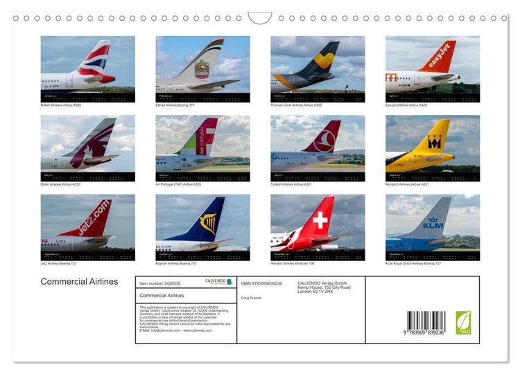 Produktbild: Commercial Airlines (Wall Calendar 2027 DIN A3 landscape), CALVENDO 12 Month Wall Calendar