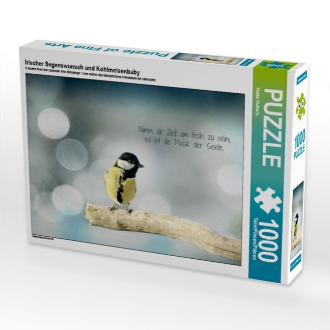 Produktbild: CALVENDO Puzzle Irischer Segenswunsch und Kohlmeisenbaby | 1000 Teile Lege-Gr&ouml;&szlig;e 64x48cm Foto-Puzzle f&uuml;r gl&uuml;ckliche Stunden