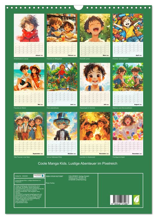 Produktbild: Coole Manga Kids. Lustige Abenteuer im Pixelreich (Wandkalender 2026 DIN A3 hoch), CALVENDO Monatskalender