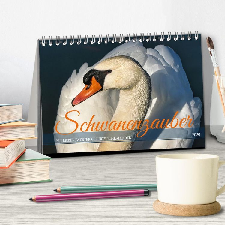 Produktbild: Schwanenzauber (Tischkalender 2026 DIN A5 quer), CALVENDO Monatskalender