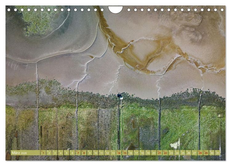 Produktbild: neunziggrad I photoart: das wattenmeer von oben (Wandkalender 2026 DIN A4 quer), CALVENDO Monatskalender